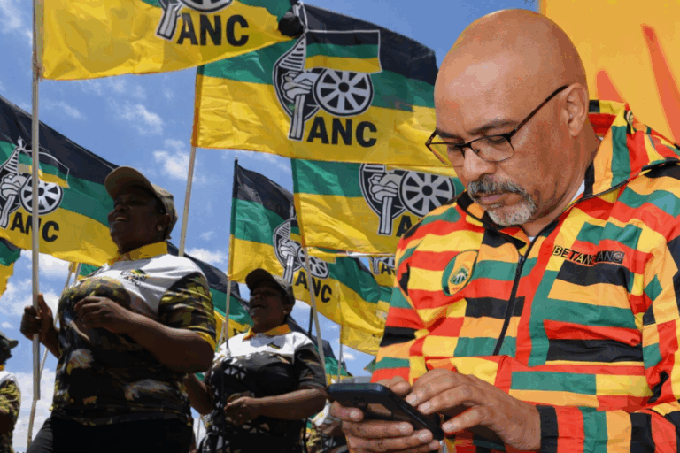 ANC supporter engaged with smartphone